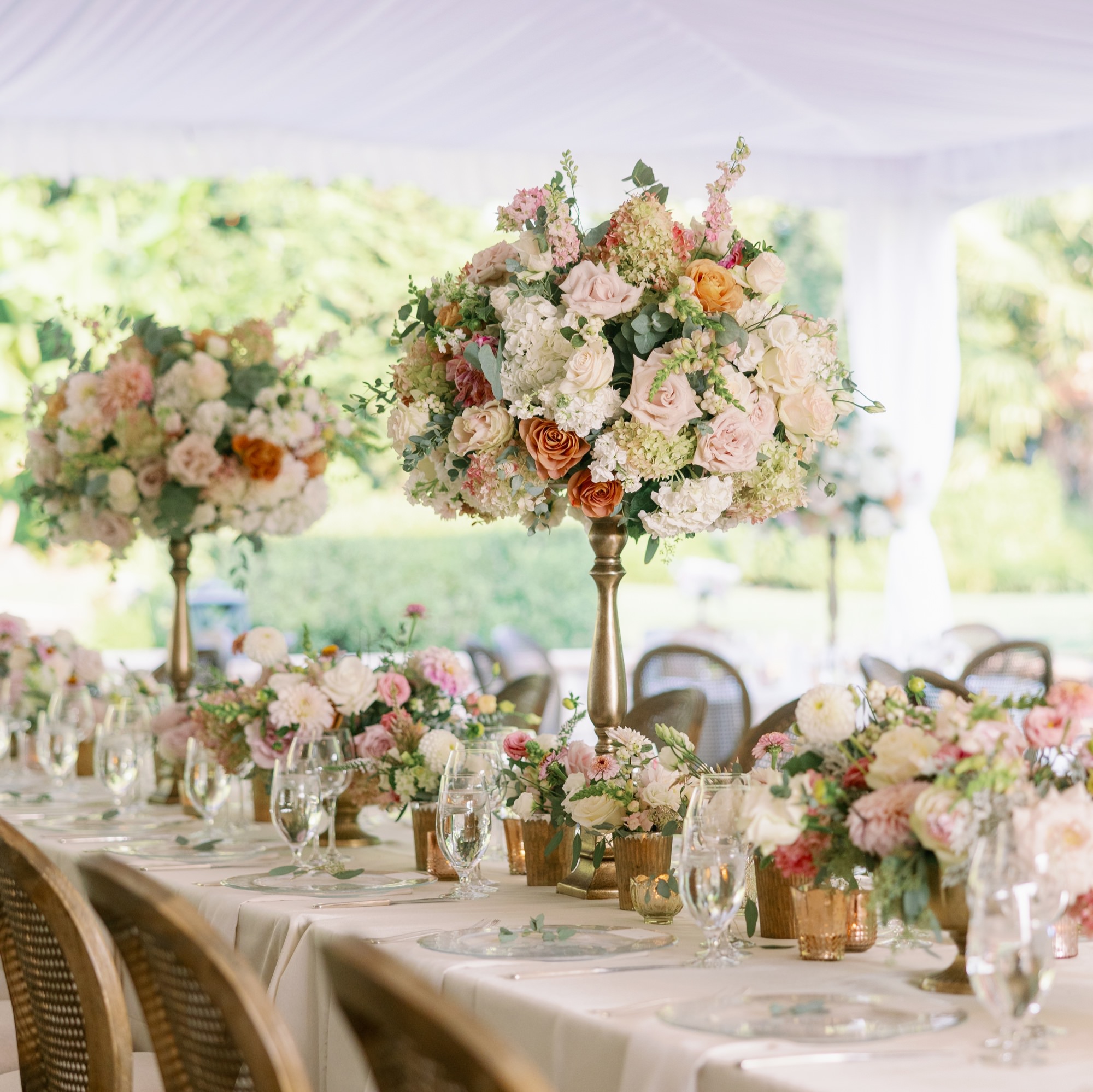 Wedding florals and details at Chateau Lill